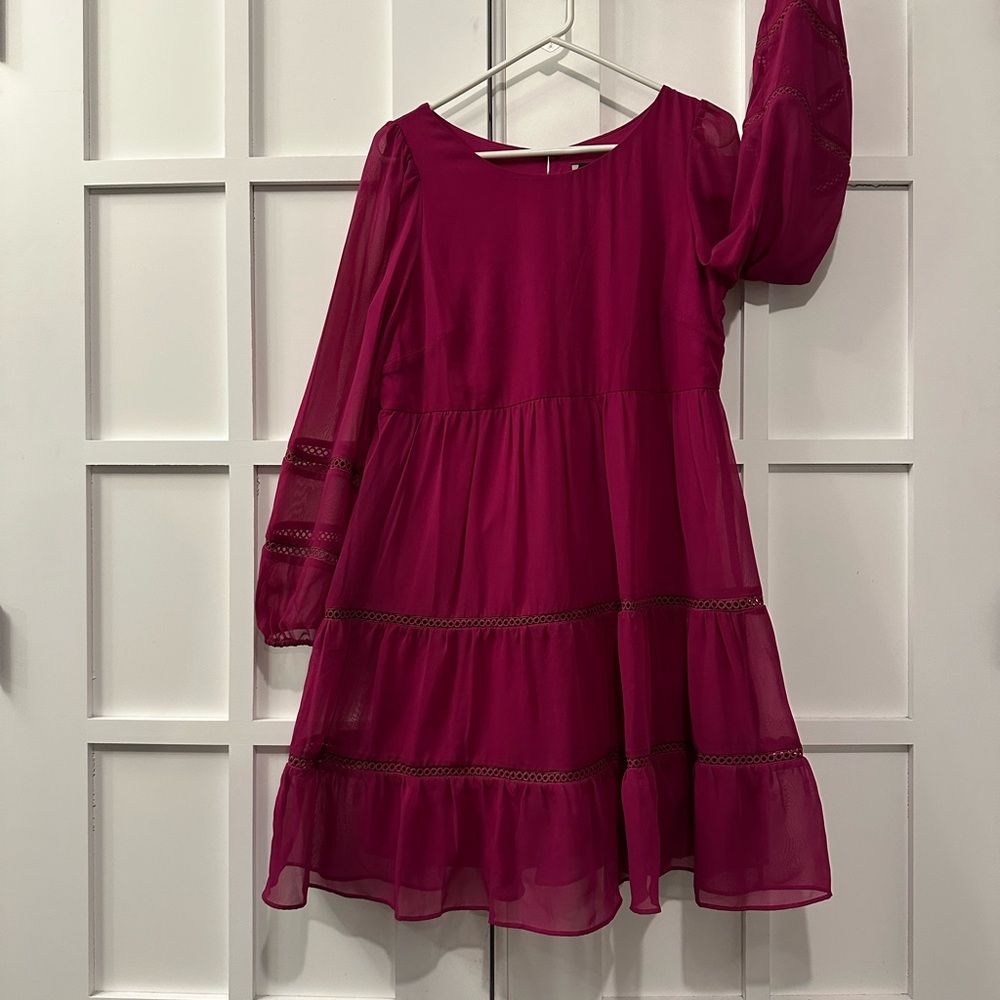 Charming Pink chiffon lace Dress size large